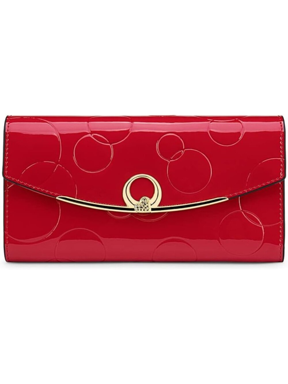 Genuine Leather Women's Long Wallet - RFID, Large Capacity, Embossed Design, Red